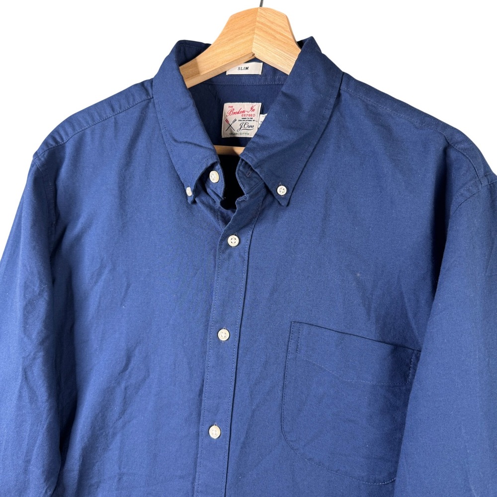 J.Crew The Broken-In Oxford Slim Fit Blue Organic Cotton Shirt BG421 Mens L